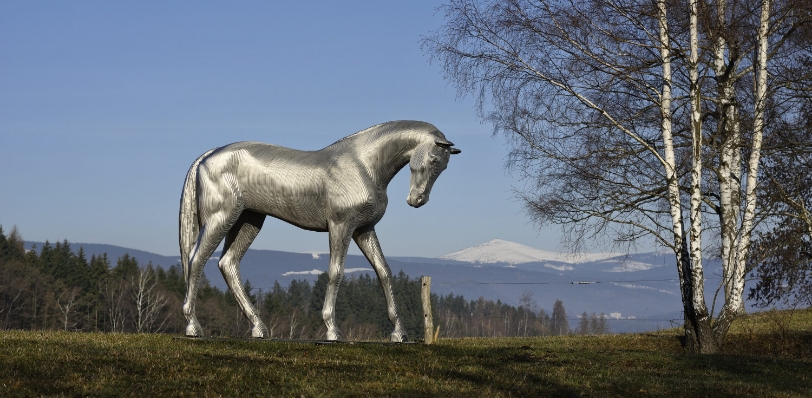 Socha - ocelový kůň